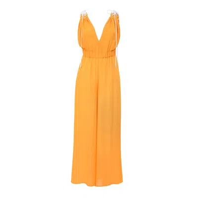 Blonde Gone Rogue Women's Eternal Summer Chiffon Jumpsuit, Upcycled Polyester, In Yellow