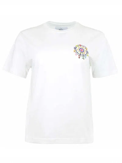 Blonde Gone Rogue Women's Ferris Wheel Graphic Print Tee, Organic Cotton, In White