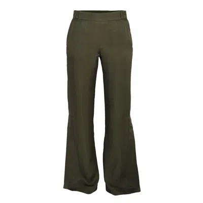 Blonde Gone Rogue Women's Flared Trousers With Slit, Cupro, In Dark Green