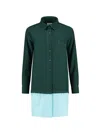 Blonde Gone Rogue Women's Green / Blue Raw Edge Oversized Long Shirt In Green And Blue In Green/blue