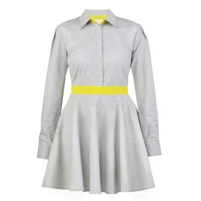 Blonde Gone Rogue Women's Green / Grey Relove Shirt Dress With Circle Skirt In Grey And Lime Green In Gray