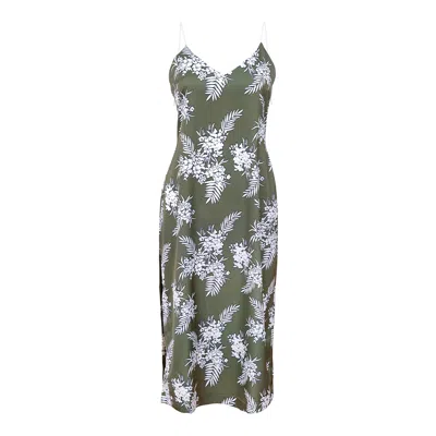 Blonde Gone Rogue Women's Green / White Backless Midi Slip Dress, Upcycled Polyester, In Green & White Print In Multi