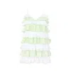 Blonde Gone Rogue Women's Green / White Mini Dress With Ruffles, Upcycled Polyester, In White & Light Green In White