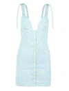 Blonde Gone Rogue Women's Linen Mini Dress, Upcycled Linen, In Light Blue In Green