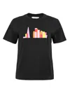 Blonde Gone Rogue Women's London Skyline Graphic Print Tee, Organic Cotton, In Black