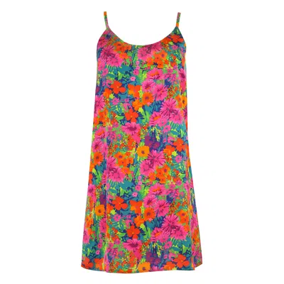 Blonde Gone Rogue Women's Mini Slip Dress, Upcycled Polyester, In Colourful Print In Multi