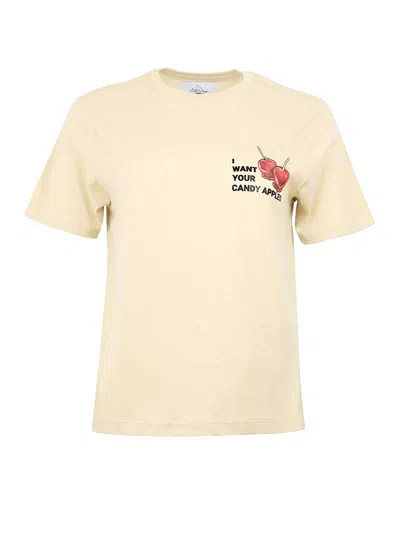 Blonde Gone Rogue Women's Neutrals Candy Apples Graphic Print T-shirt, Organic Cotton, In Beige