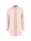 Blonde Gone Rogue Women's Neutrals / Yellow / Orange Oversized Long Stretch Shirt In Cream And Orange In Yellow/orange