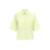 Blonde Gone Rogue Women's Ocean Drive Short Sleeve Shirt, Upcycled Cotton, In Light Green In Neutral