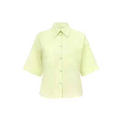 Blonde Gone Rogue Women's Ocean Drive Short Sleeve Shirt, Upcycled Cotton, In Light Green In Neutral