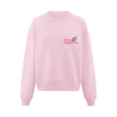 Blonde Gone Rogue Women's Pink / Purple Disco Demolition Embroidery Organic Cotton Sweatshirt In Ash Pink In Pink/purple