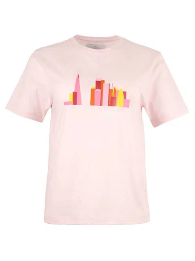 Blonde Gone Rogue Women's Pink / Purple London Skyline Graphic Print Tee, Organic Cotton, In Pink