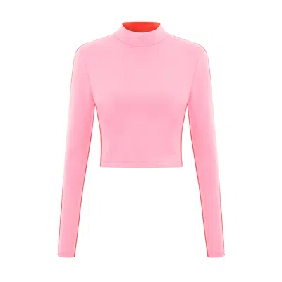 Blonde Gone Rogue Women's Pink / Purple / Red Bougie Cropped Turtleneck Top In Pink And Red In Pink/purple/red