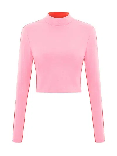 Blonde Gone Rogue Women's Pink / Purple / Red Bougie Cropped Turtleneck Top In Pink And Red In Pink/purple/red