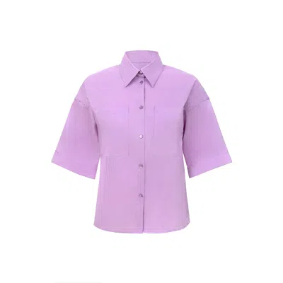 Blonde Gone Rogue Women's Purple Ocean Drive Short Sleeve Shirt, Upcycled Cotton, In Lilac