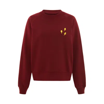 Blonde Gone Rogue Women's Red Flashes Embroidery Organic Cotton Sweatshirt In Burgundy