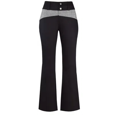 Blonde Gone Rogue Women's Rejoice Flared Colourblock Trousers In Black And Checker