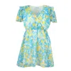 Blonde Gone Rogue Women's Surplice Mini Dress, Upcycled Polyester, In Colourful Print In Multi