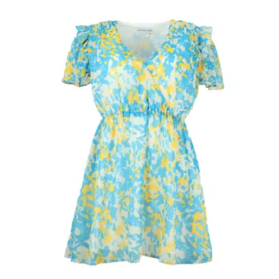 Blonde Gone Rogue Women's Surplice Mini Dress, Upcycled Polyester, In Colourful Print In Multi