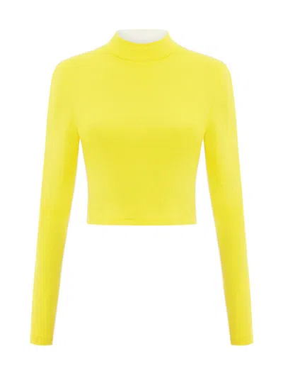 Blonde Gone Rogue Women's Yellow / Orange / White Bougie Cropped Turtleneck Top In Yellow And White In Yellow/orange/white