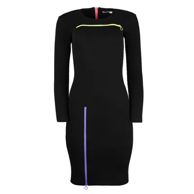 Blonde Gone Rogue Women's Wicked Ribbed Zipper Dress In Black