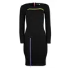 Blonde Gone Rogue Women's Wicked Ribbed Zipper Dress In Black In Black