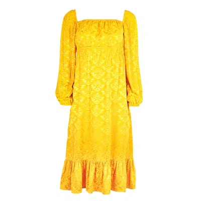 Blonde Gone Rogue Women's Yellow / Orange Empire Cut Midi Dress In Golden Yellow
