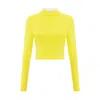 Blonde Gone Rogue Women's Yellow / Orange / White Bougie Cropped Turtleneck Top In Yellow And White In Yellow/orange/white