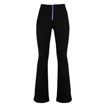 Blonde Gone Rogue Women's Zipper Flared Trousers, Cotton, In Black
