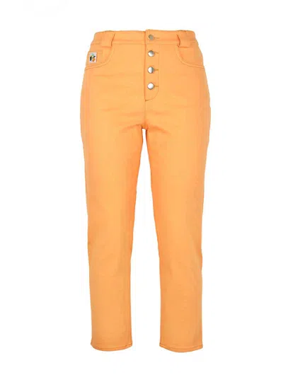 Blonde Gone Rogue Yellow / Orange Rogue Crop Leg Jeans, Organic Cotton, In Peach Orange In Yellow/orange