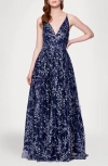 Blondie Nites Caviar Glitter Gown In Blue