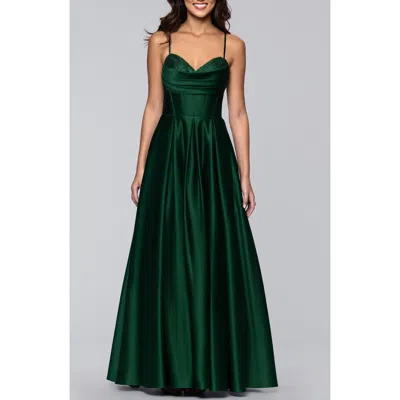 Blondie Nites Diamante Lace-up Ballgown In Green