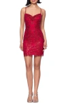 Blondie Nites Glitter Minidress In Red