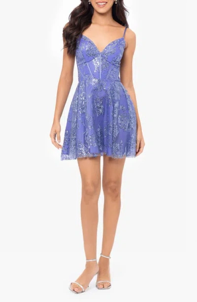 Blondie Nites Glitter Sleeveless Minidress In Blue