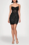 Blondie Nites Illusion Mesh Lace-up Glitter Minidress In Black