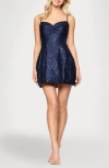 Blondie Nites Jacquard Bubble Fit & Flare Minidress In Blue
