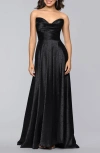Blondie Nites Jaquard Strapless Gown In Black