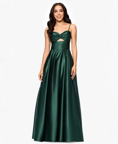 Blondie Nites Juniors' Cutout-front Lace-up-back Gown, Created For Macy's In Hunter