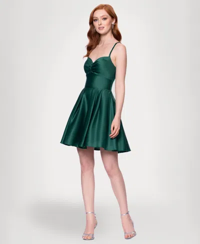 Blondie Nites Juniors' Lamour Lace-up Mini Dress In Green