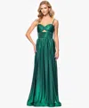 Blondie Nites Juniors' Metallic Twist-front Gown In Green