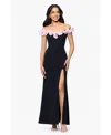 Blondie Nites Juniors' Off-the-shoulder Ruffled Evening Gown In Black
