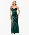 Blondie Nites Drape Corset Gown In Hunter