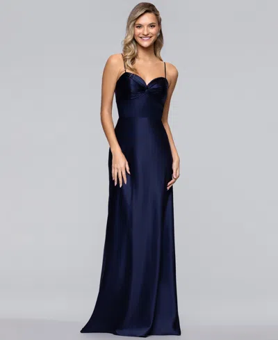 Blondie Nites Juniors' Sweetheart Neck Gown In Blue