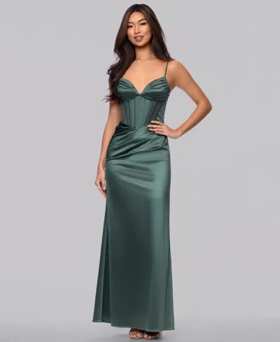 Blondie Nites Juniors' Sweetheart Neck Gown In Green