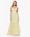Blondie Nites Juniors' Tiered-mesh Cut-out Dress In Yellow