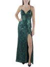 Blondie Nites Juniors Womens Corset Long Evening Dress In Green