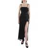 Blondie Nites Juniors Womens Corset Seamed Mesh Evening Dress In Black