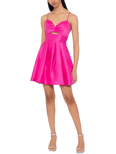 Blondie Nites Juniors Womens Cut-out Polyester Fit & Flare Dress In Pink