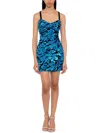 Blondie Nites Juniors Womens Sequined Mini Sheath Dress In Blue