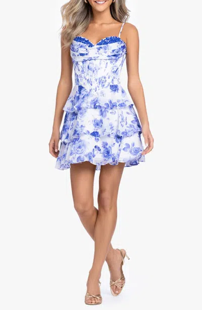 Blondie Nites Lace Back Sleeveless Minidress In Blue